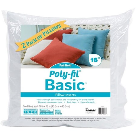 Fairfield Fairfield JVP162 16 x 16 in. Poly-fil Pillow Insert; Pack of 2 JVP162